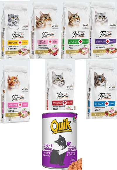 Felicia Kedi Maması 12 Kg  7 Adet  Quik Kedi Konserve 24 Adet