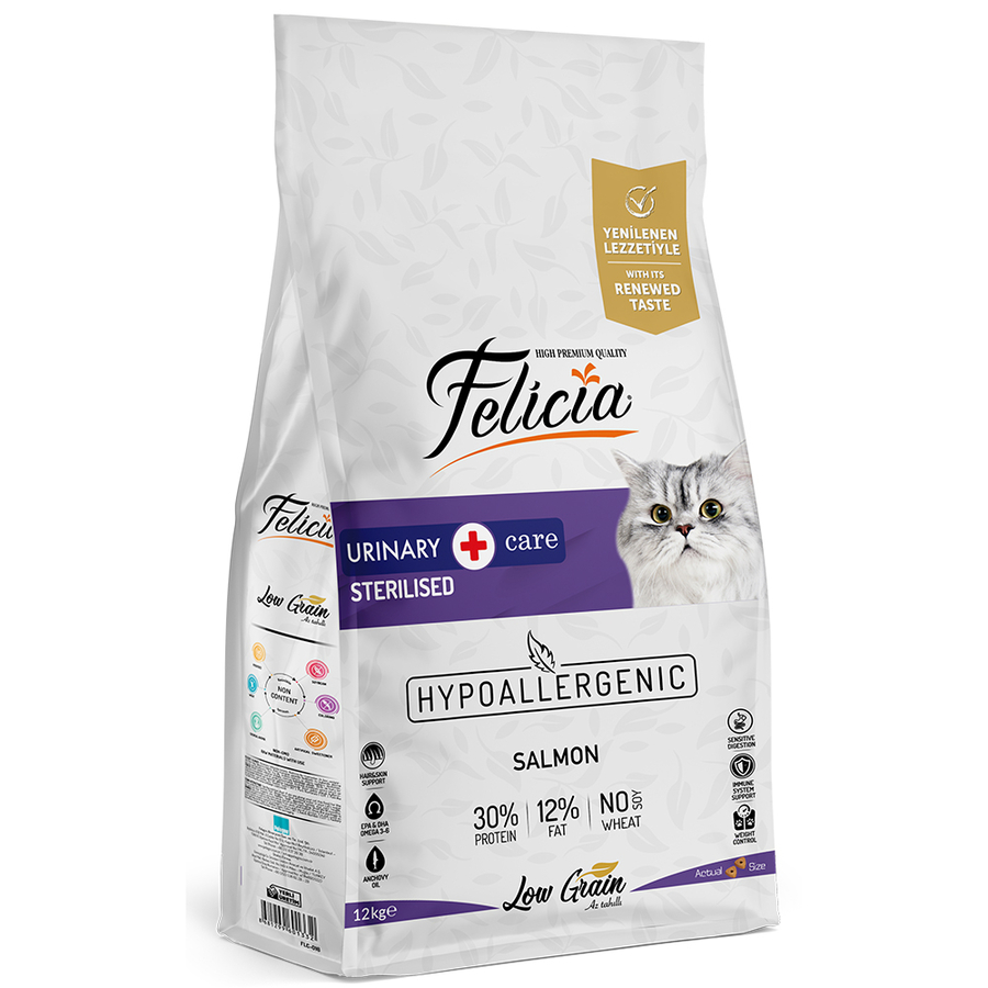 Felicia 12 Kg Somonlu Az Tahıllı Kısırlaştırılmış Kedi Maması  HypoAllergenic Kedi Maması