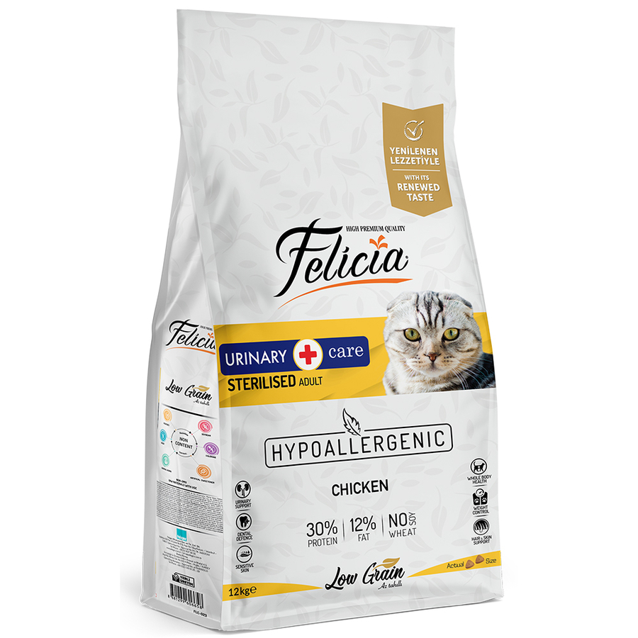 Felicia 12 Kg Tavuklu Az Tahıllı Kısırlaştırılmış Kedi Maması HypoAllergenic Kedi Maması