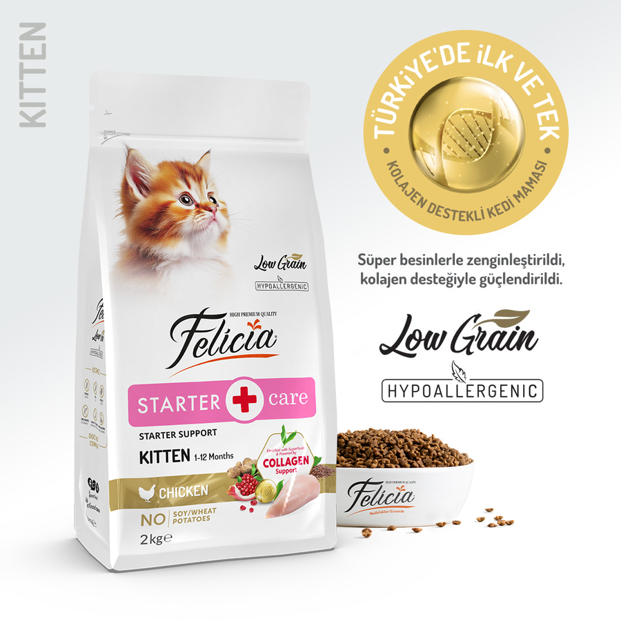Felicia 2 Kg Kolajenli Tavuklu Az Tahıllı Yavru Kedi Maması HypoAllergenic Kedi Maması Felicia 2 Kg Kolajenli Tavuklu Az Tahıllı Yavru Kedi Maması HypoAllergenic Kedi Maması