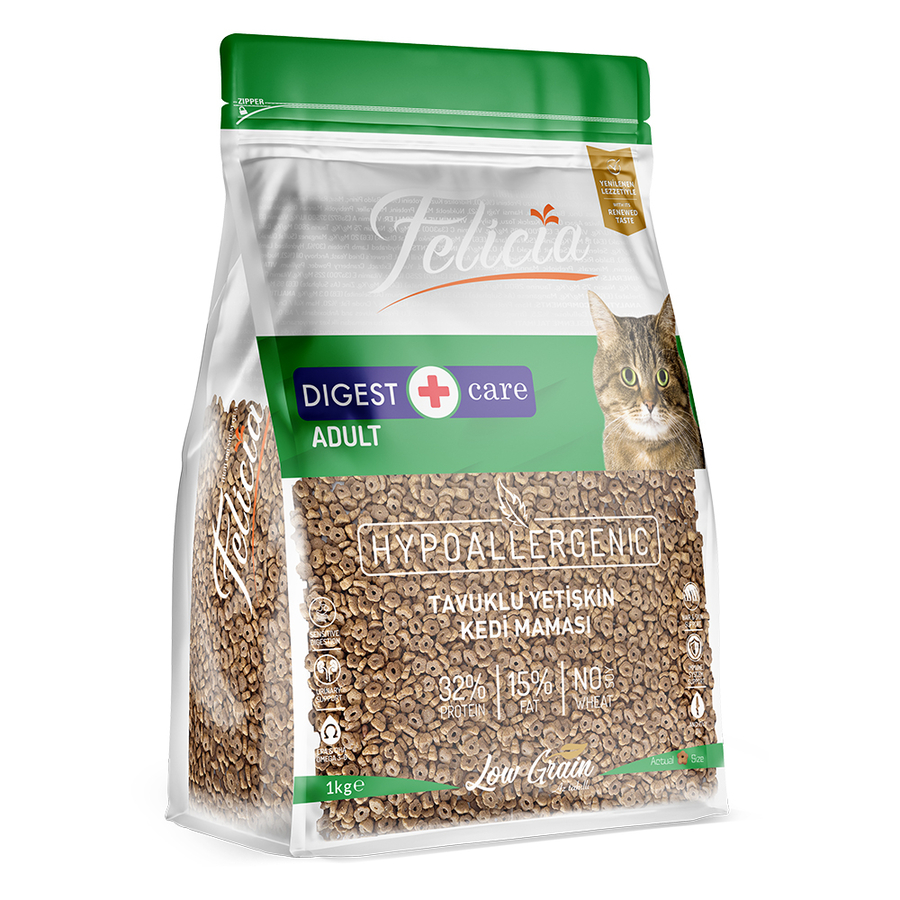 Felicia 5x1 Kg Tavuklu Az Tahıllı Yetişkin Kedi Maması HypoAllergenic Kedi Maması
