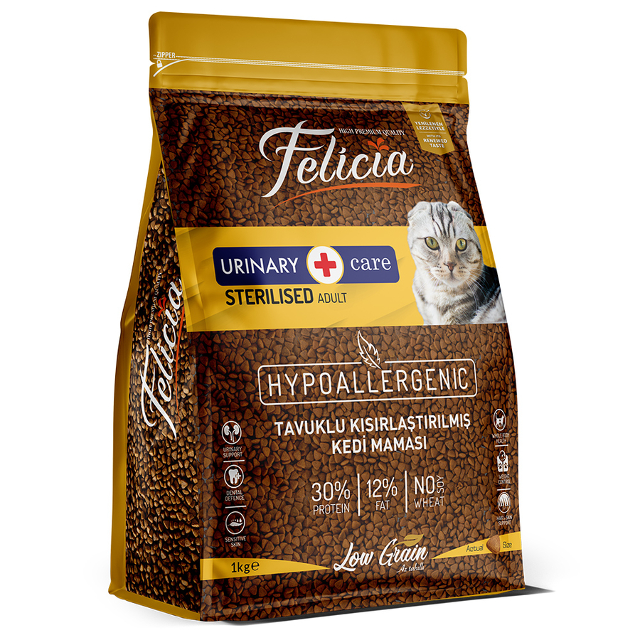 Felicia 5x1 Kg Tavuklu Az Tahıllı Kısırlaştırılmış Kedi Maması HypoAllergenic Kedi Maması