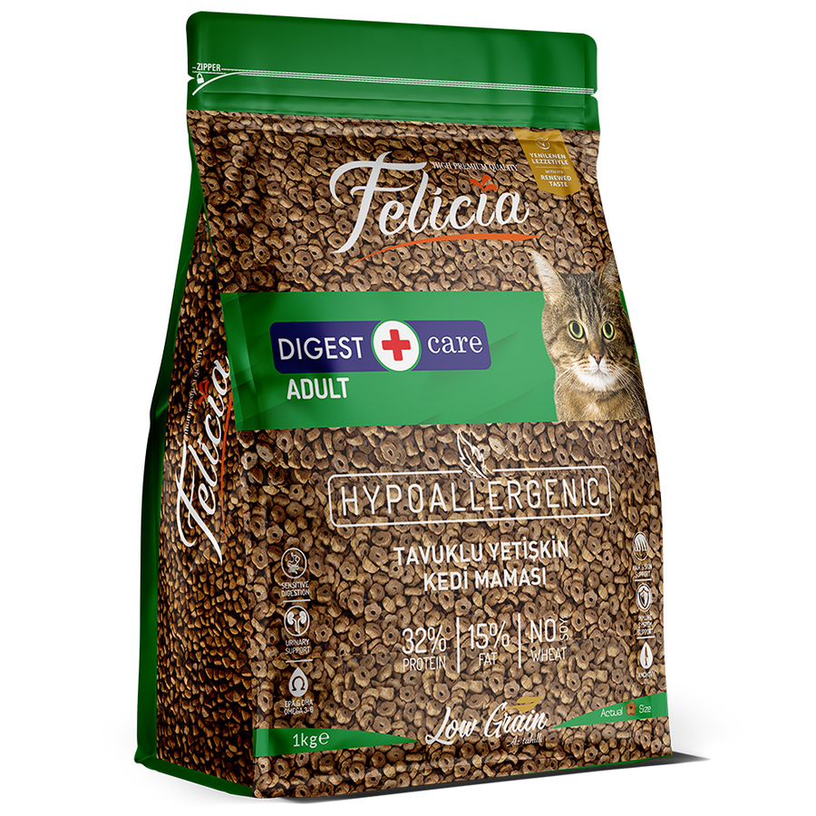 Felicia 5x1 Kg Tavuklu Az Tahıllı Yetişkin Kedi Maması HypoAllergenic Kedi Maması
