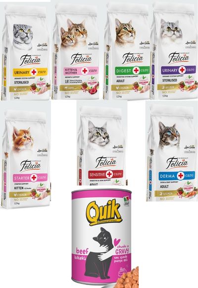 Felicia Kedi Maması 12 Kg 7 Adet Quik Kedi Konserve 24 Adet Felicia Kedi Maması 12 Kg 7 Adet Quik Kedi Konserve 24 Adet