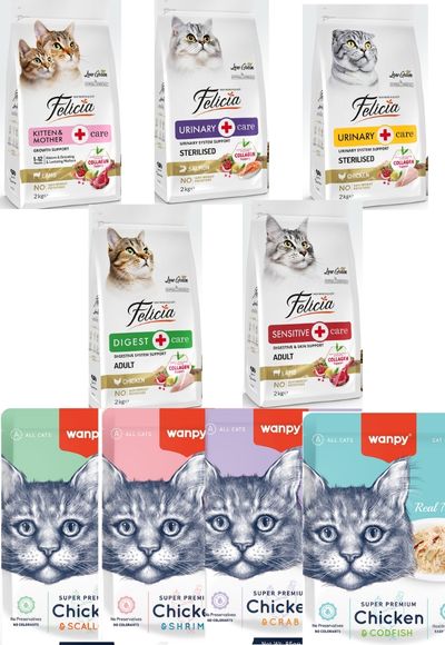 Felicia Kedi Maması 2 Kg  10 Adet  Wanpy Kedi  85g Pouch 4 Çeşit  (48 Adet)