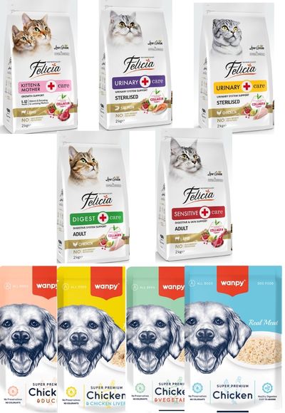 Felicia Kedi Maması 2 Kg 10 Adet Wanpy Köpek 100g Pouch 4 Çeşit (48 Adet) Felicia Kedi Maması 2 Kg 10 Adet Wanpy Köpek 100g Pouch 4 Çeşit (48 Adet)