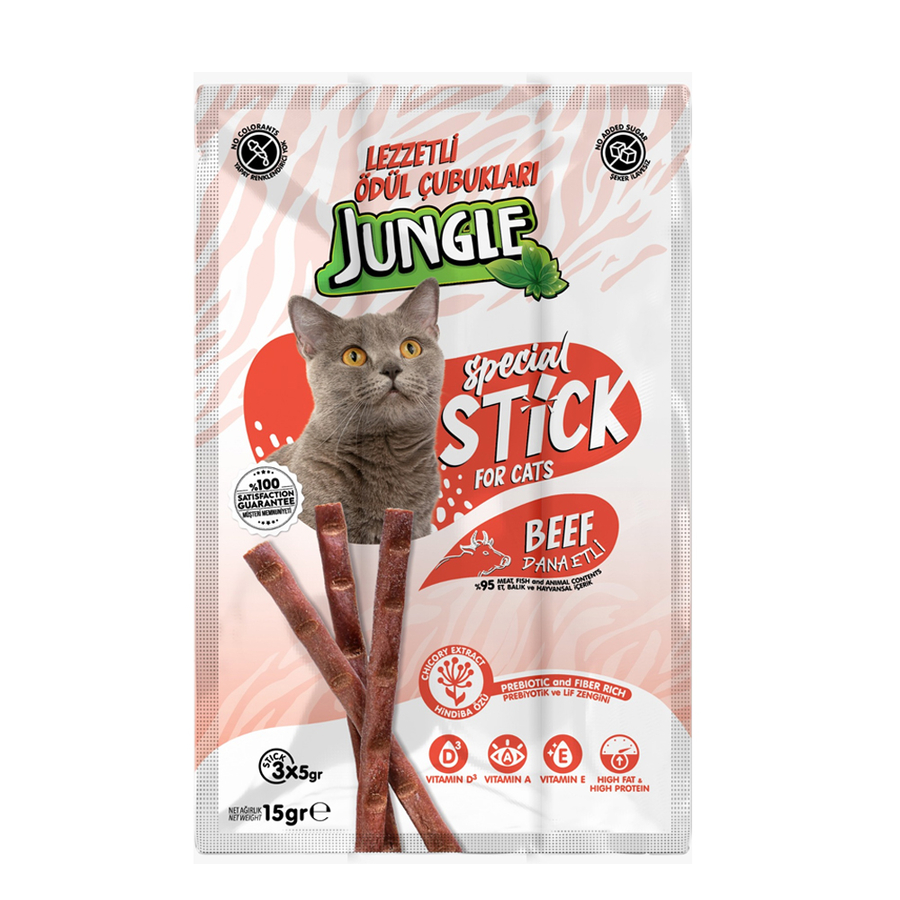 Jungle Kedi Stick Ödül Dana Etli 3*5 gr - 30 Adet Jungle Kedi Stick Ödül Dana Etli 3*5 gr - 30 Adet