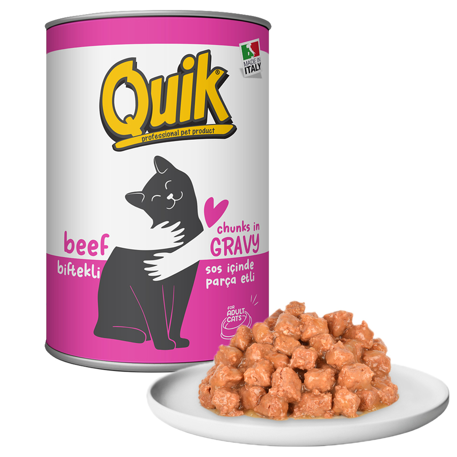 Quik Kedi 415 gr Biftekli Konserve 24 Adet Quik Kedi 415 gr Biftekli Konserve 24 Adet