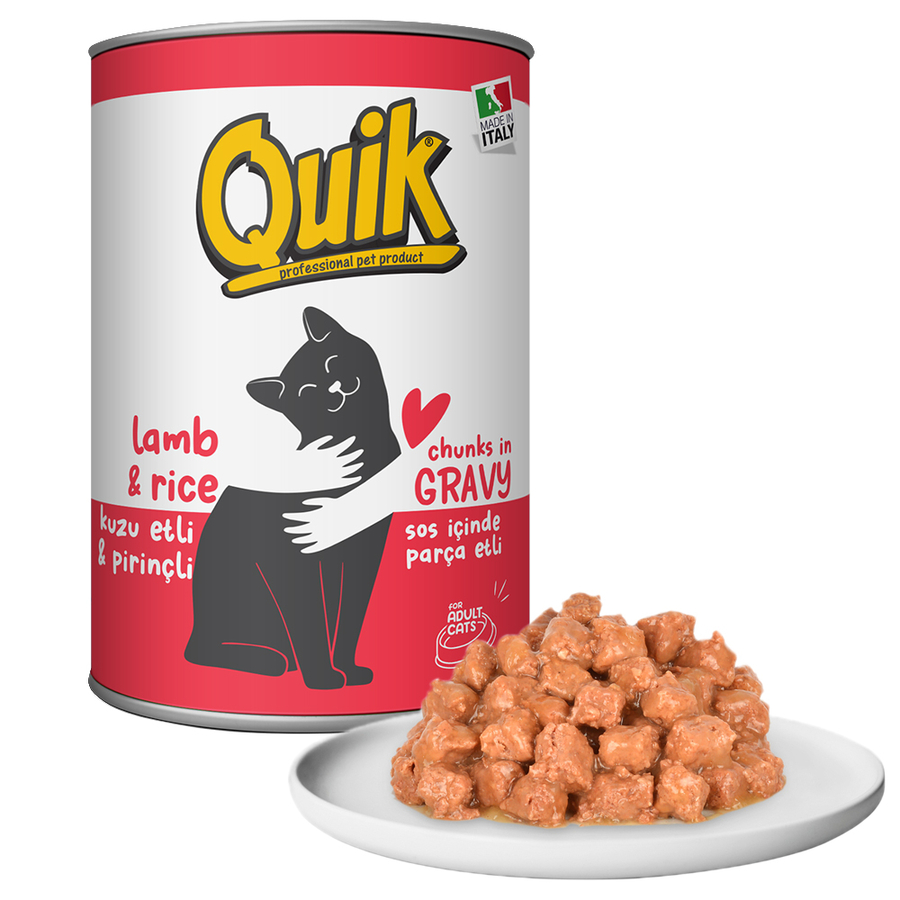 Quik Kedi 415 gr Kuzu Etli-Pirinç Konserve 24 Adet Quik Kedi 415 gr Kuzu Etli-Pirinç Konserve 24 Adet
