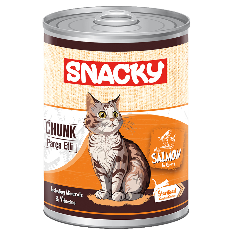 Snacky 12'li Koli-400 gr Chunk/Konserve Somon.Sterilised Kedi Snacky 12'li Koli-400 gr Chunk/Konserve Somon.Sterilised Kedi