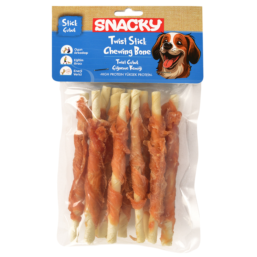 Snacky T. Tavuk Sargılı Çubuk Köpek Ödül 10'lu *13cm *100g *6 Paket. Snacky T. Tavuk Sargılı Çubuk Köpek Ödül 10'lu *13cm *100g *6 Paket.