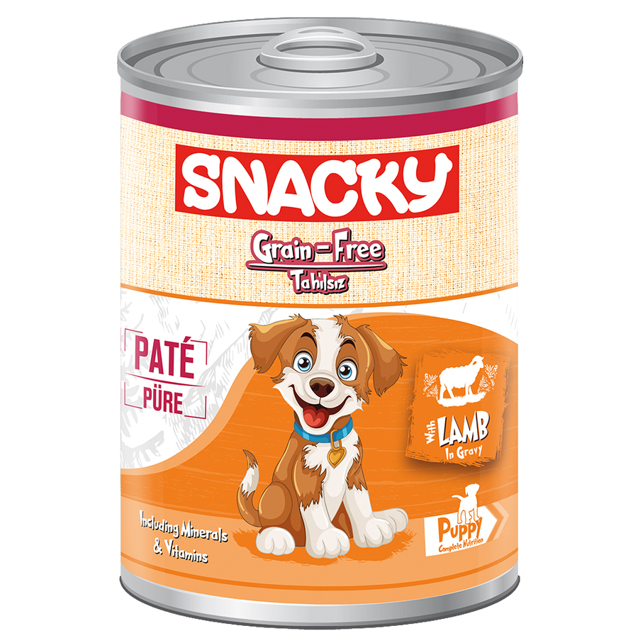 Snacky Tahılsız 400 gr Pate/Konserve Kuzulu Yavru Köpek 12'li