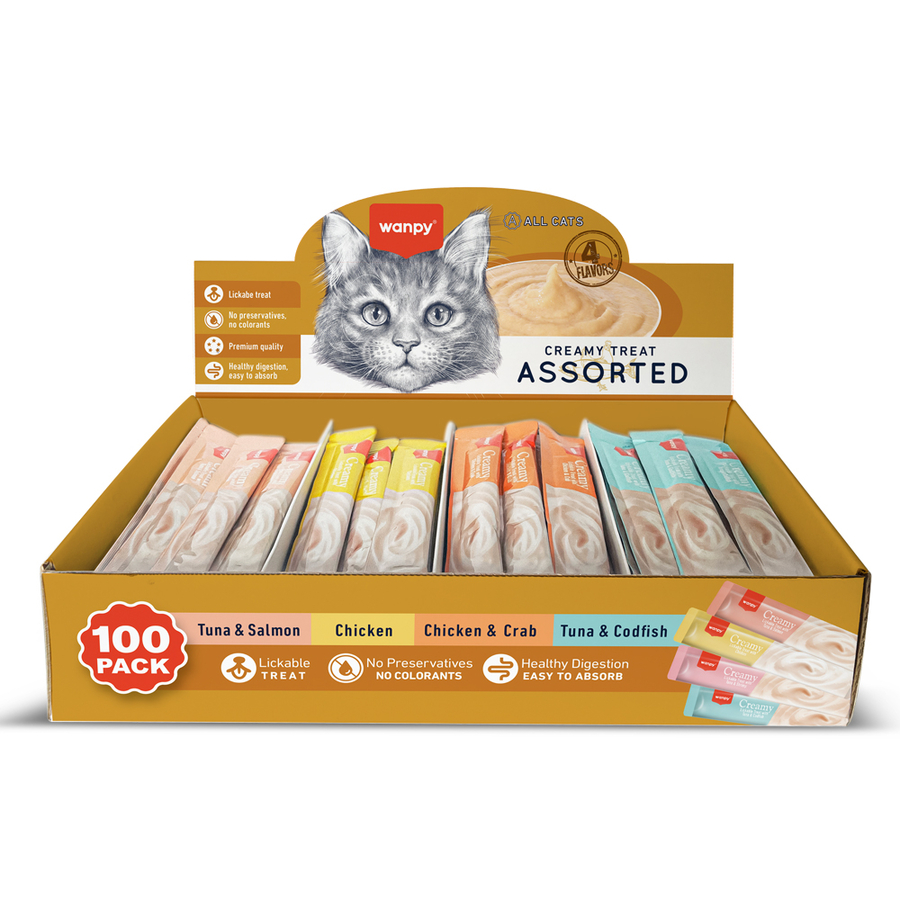 Wanpy Karışık 4 Lezzet 100'lü Krema Kedi Ödülü 100*14 gr Wanpy Karışık 4 Lezzet 100'lü Krema Kedi Ödülü 100*14 gr