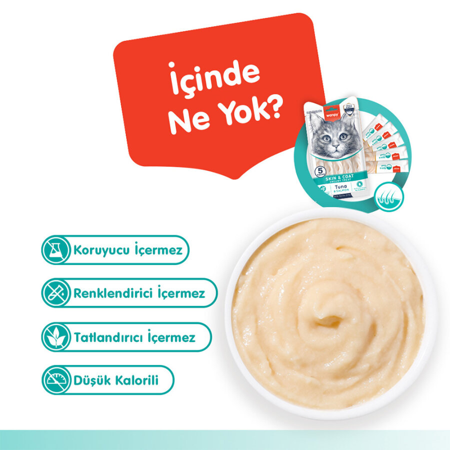 Wanpy Skin&Coat Ton Balığı&Somon 12'li-F.Krema Ödül 5x14gr Wanpy Skin&Coat Ton Balığı&Somon 12'li-F.Krema Ödül 5x14gr
