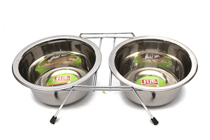 32 Oz. KE-3273D-2 Adet Tel Ayaklı Çelik Mama Kabı