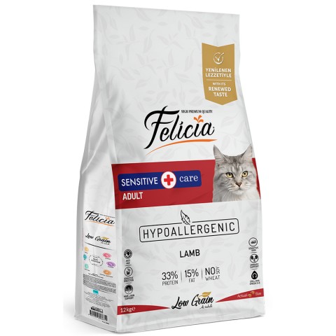 Felicia 12 Kg Kuzulu Az Tahıllı Yetişkin Kedi Maması HypoAllergenic Kedi Maması