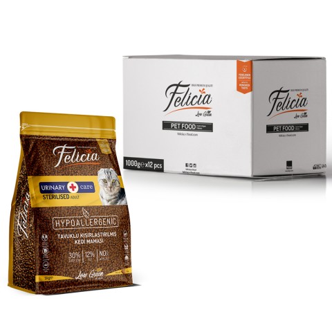 Felicia 12x1 Kg Tavuklu Az Tahıllı Kısırlaştırılmış Kedi Maması HypoAllergenic Kedi Maması