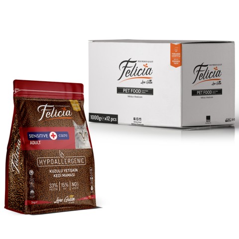 Felicia 12x1 Kg Kuzulu Az Tahıllı Yetişkin Kedi Maması HypoAllergenic Kedi Maması