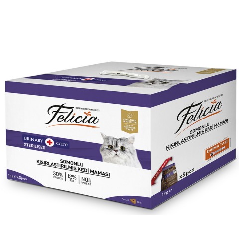 Felicia 5x1 Kg Somonlu Az Tahıllı Kısırlaştırılmış Kedi Maması HypoAllergenic Kedi Maması
