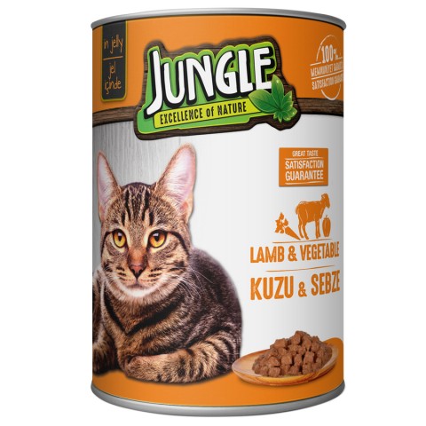 Jungle Kedi 415 gr Kuzu Etli-Sebzeli Konserve 24 Adet