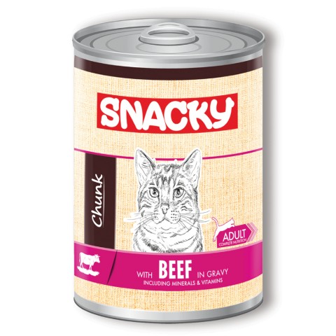 Snacky 12'li Koli-400 gr Chunk/Konserve SığırEtli Yetiş.Kedi