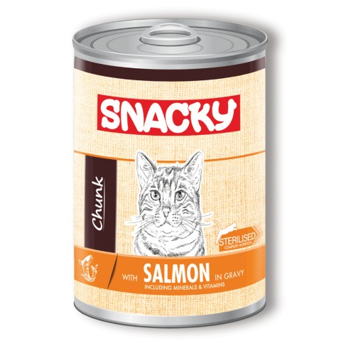 Snacky 12'li Koli-400 gr Chunk/Konserve Somon.Sterilised Kedi
