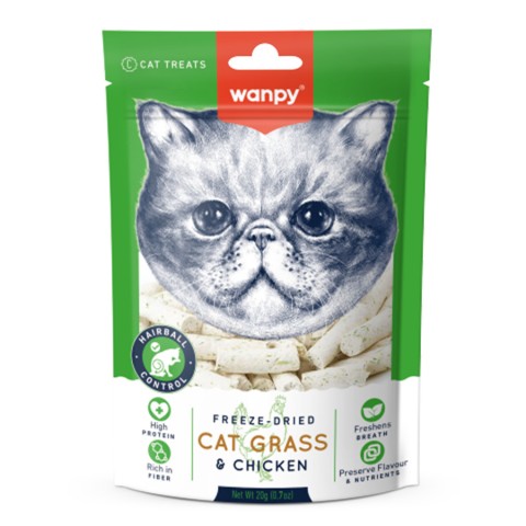 Wanpy Kedi Dondurulmuş Kedi Çimi ve Tavuklu Ödül